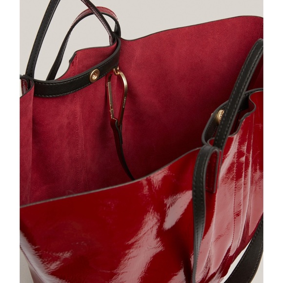 AllSaints Odette East West Liquid Rouge Red Tote Bag NWT - Picture 2 of 11